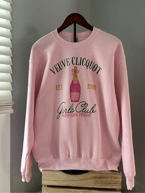 NWOT Veuve Clicquot Pink "Girls Club Champagne & Friends” Sweatshirt